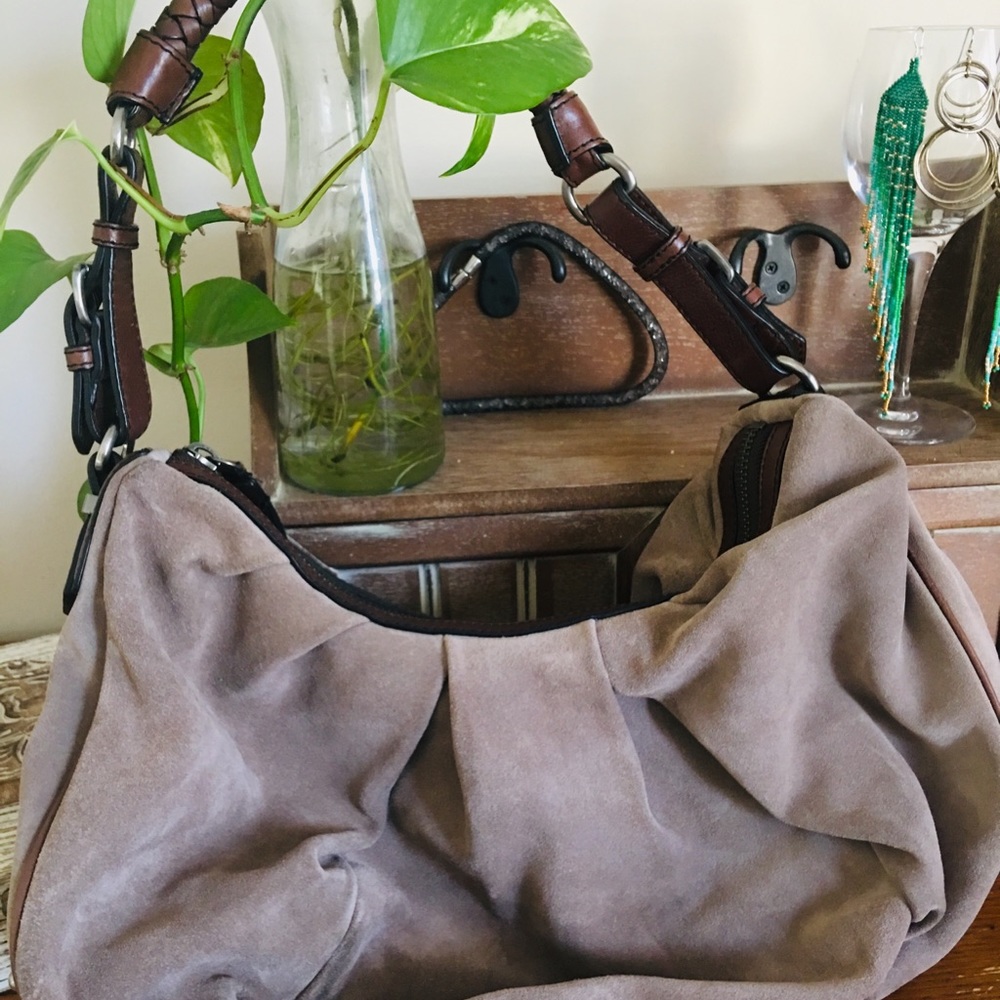 Banana Republic Suede and Leather Handle Hobo Bag